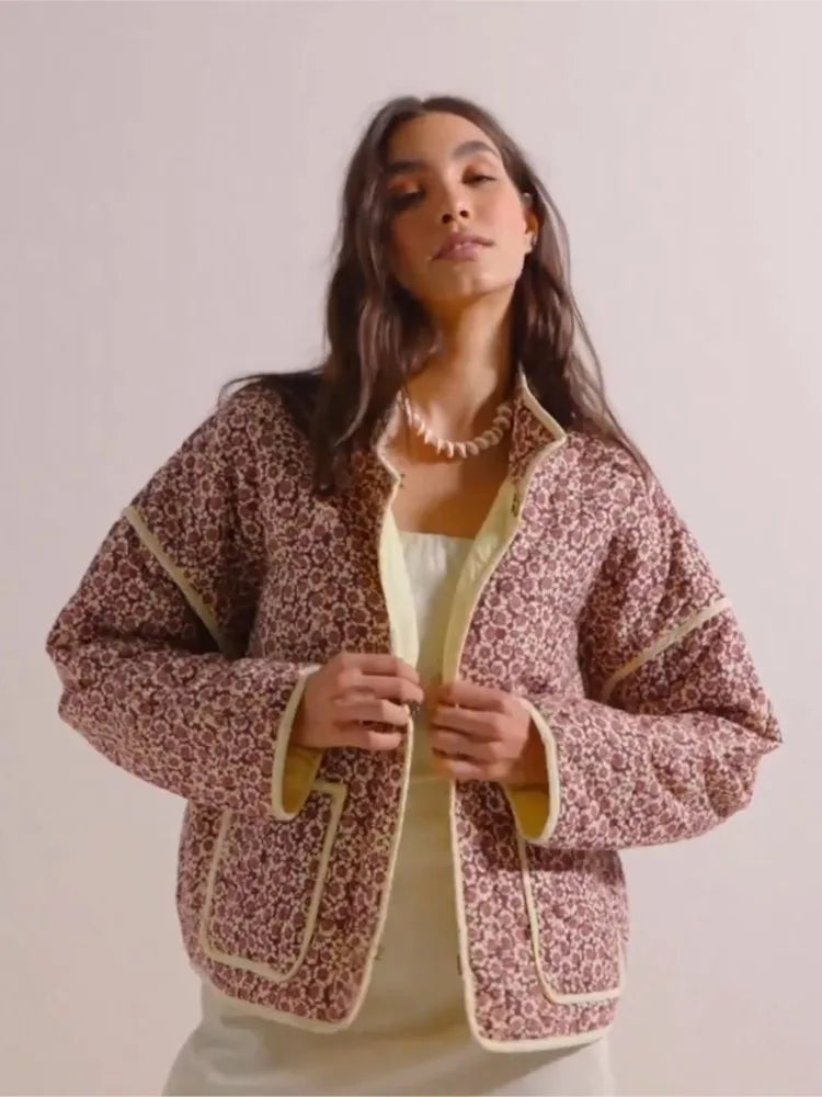 Faustine | Damen Blumendruck Jacke | Winter