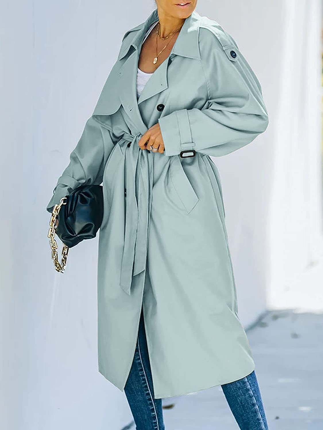 Harlani | Damen Zweireiher Trenchcoat | Lange